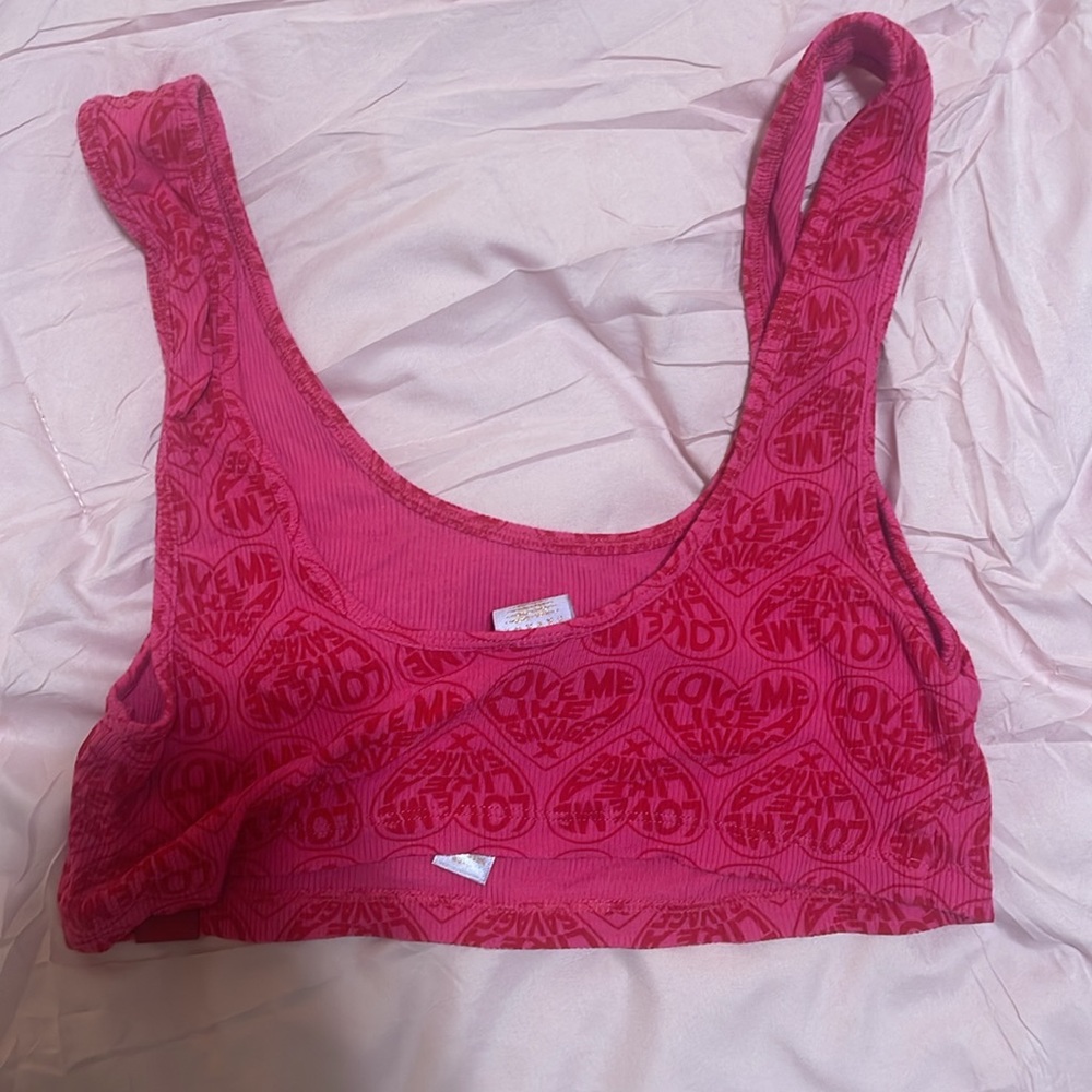 Pink Heart Pattern Crop Top - Picture 2 of 2